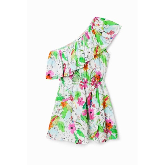 DESIGUAL Tropical asymmetric mini dress in Floral Multi Size M - Picture 3 of 15